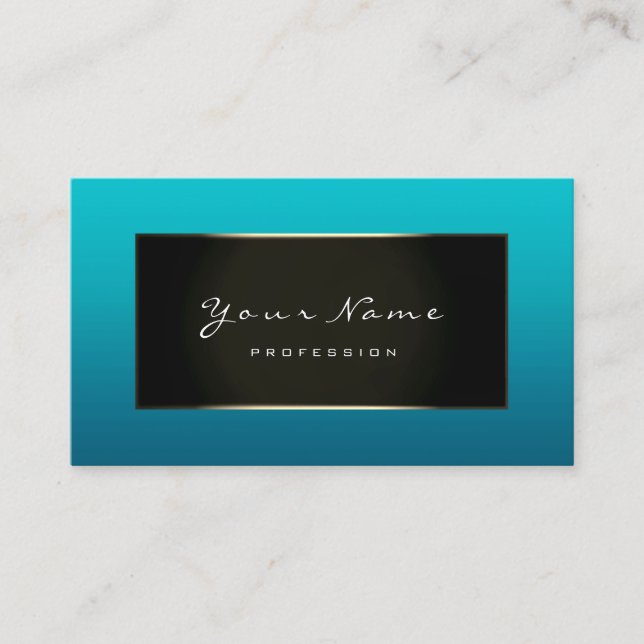 Makeup Artist Beauty Frame Blue Teal Ombre Business Card (Front)