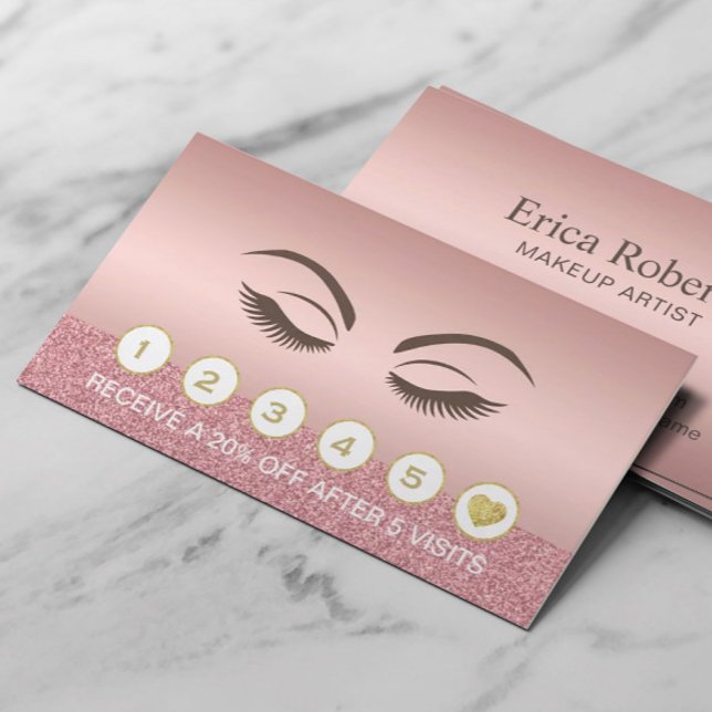 Makeup Artist Beauty Girl Rose Gold Salon Loyalty Card (Creator Uploaded)