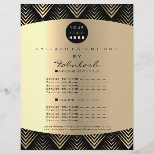 Makeup Artist Beauty Gold Black Logo Flyer Prices