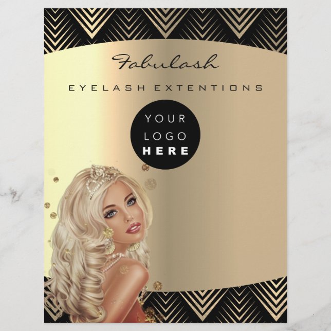 Makeup Artist Beauty Gold Black Logo Hair Prices F Flyer (Back)