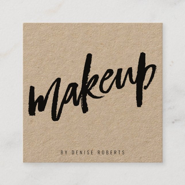 Makeup artist beauty kraft minimalist typography square business card (Front)