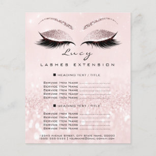 Makeup Artist Beauty Lash Glitter Price List Pink Flyer