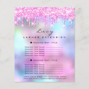 Makeup Artist Beauty Lash Price List Pink Drips Flyer