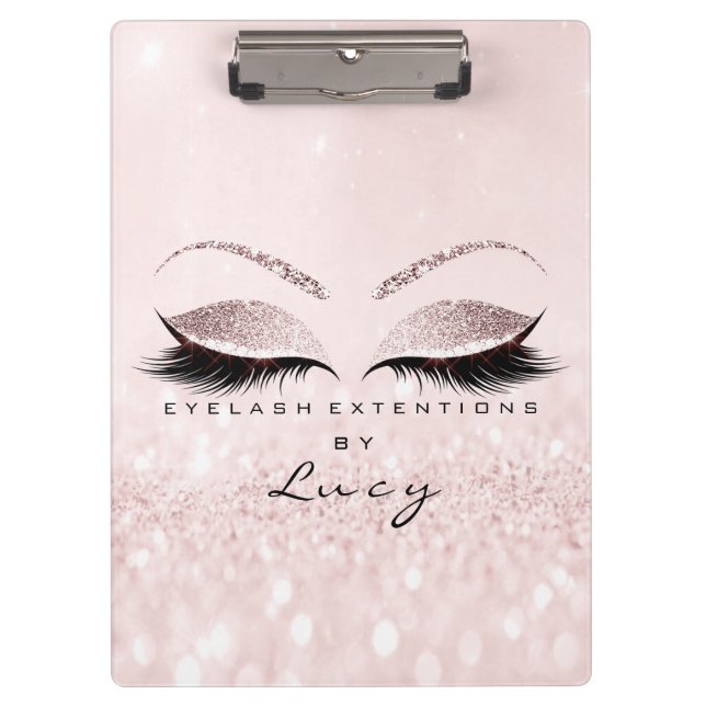Makeup Artist Beauty Lashes Glitter Pink Pastel Clipboard (Front)