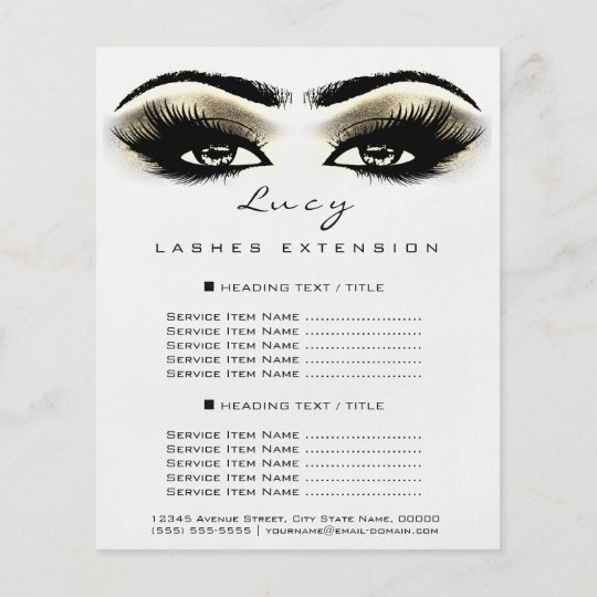 Makeup Artist Beauty Lashes Gold Price List White Flyer