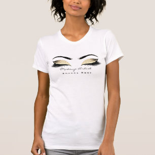 Makeup Artist Beauty Lashes Sepia Gold Glitter T-Shirt