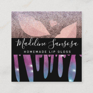 Makeup Artist Beauty Lip Glitter Dripping Square Business Card