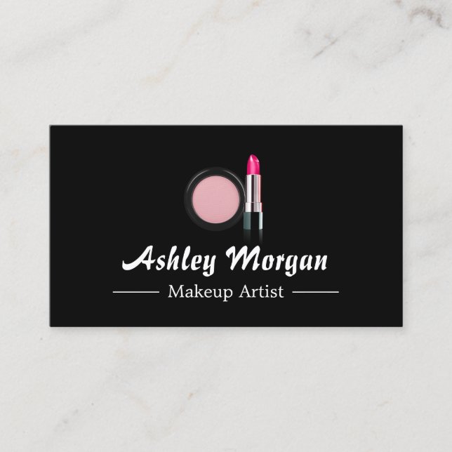 Makeup Artist Beauty Lipstick Blush Powder Logo Business Card (Front)