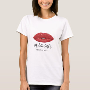 Makeup Artist Beauty Logo Lips Name T-Shirt