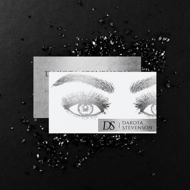 Makeup Artist Beauty Professional | Silver Sparkle Business Card (Creator Uploaded)