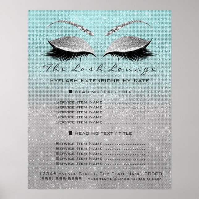 Makeup Artist Beauty Salon Blue Aqua Grey Poster (Front)