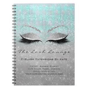 Makeup Artist Beauty Salon Blue Aqua Silver Gray Notebook
