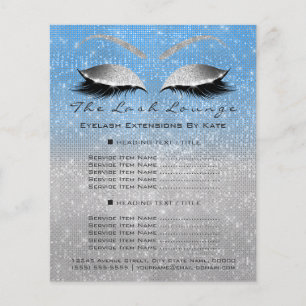 Makeup Artist Beauty Salon Blue Glitter Silver Flyer