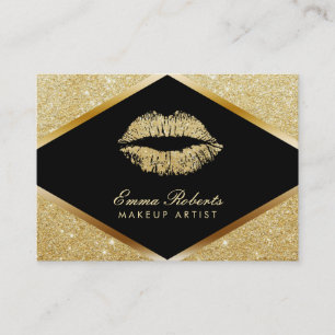 Makeup Artist Beauty Salon Chic Lips Gold Glitter Business Card