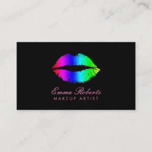 Makeup Artist Beauty Salon Colourful Lips Modern Business Card