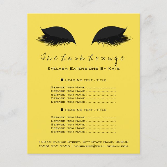 Makeup Artist Beauty Salon Flyer Black Yellow (Front)