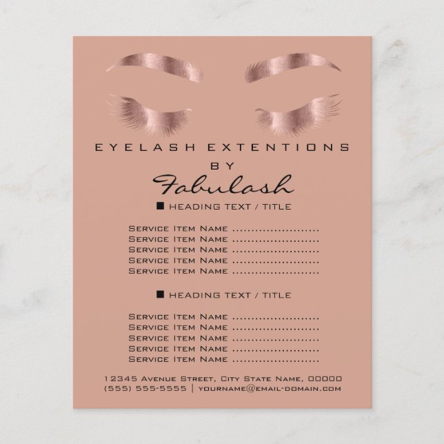 Makeup Artist Beauty Salon Flyer SPA Rose Gold (Front)