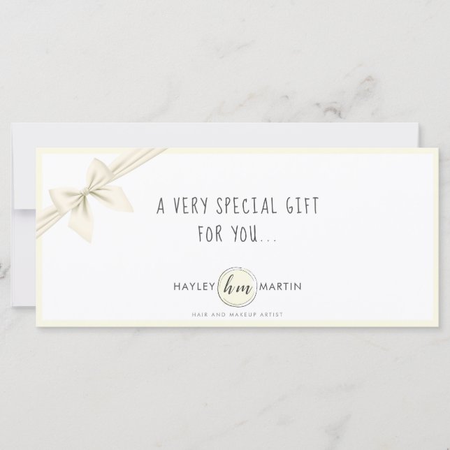 Makeup Artist Beauty Salon Gift Certificate Card (Front)