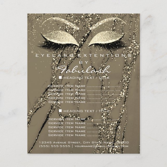 Makeup Artist Beauty Salon Glitter Flyer Marble1 (Front)
