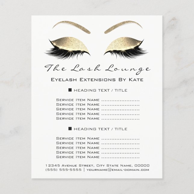 Makeup Artist Beauty Salon Gold Glitter Flyer Glam (Front)