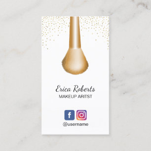 Makeup Artist Beauty Salon Gold Makeup Brush Business Card
