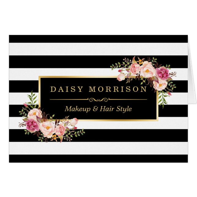 Makeup Artist Beauty Salon Gold Vintage Floral (Front Horizontal)