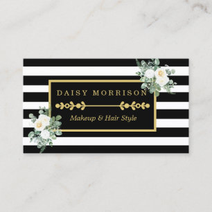 Makeup Artist Beauty Salon Gold Vintage Floral Business Card