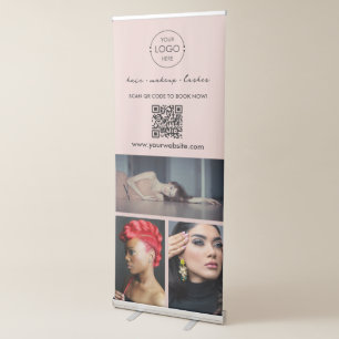 Makeup Artist Beauty Salon Hair Business Logo Pink Retractable Banner