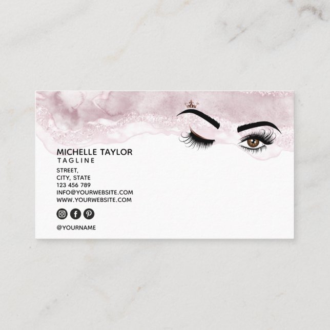 Makeup artist Beauty Salon Lash Extension wink eye Business Card (Back)