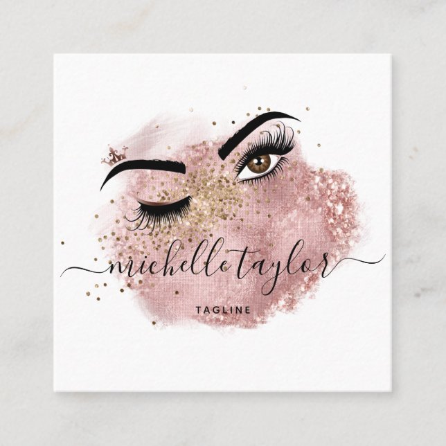 Makeup artist Beauty Salon Lash Extension wink eye Square Business Card (Front)