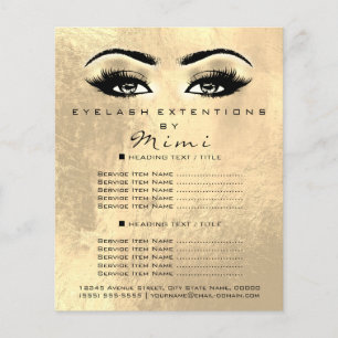 Makeup Artist Beauty Salon Lash Flyer Faux Gold