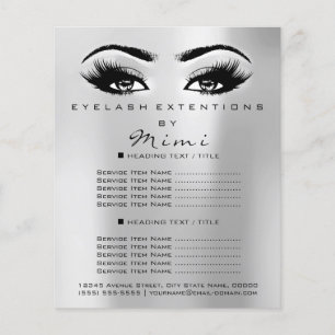 Makeup Artist Beauty Salon Lash Flyer Silver Grey