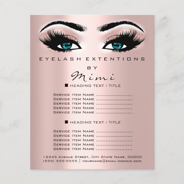 Makeup Artist Beauty Salon Lash Rose Blue Eyes Flyer (Front)