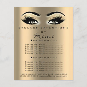 Makeup Artist Beauty Salon Lashes Flyer Price Gold