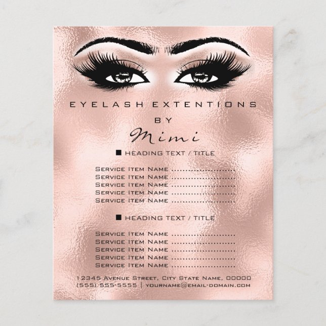 Makeup Artist Beauty Salon Lashes Flyer Rose Blush (Front)