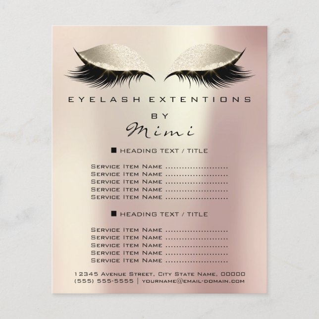 Makeup Artist Beauty Salon Lashes Flyer Rose Ivory (Front)