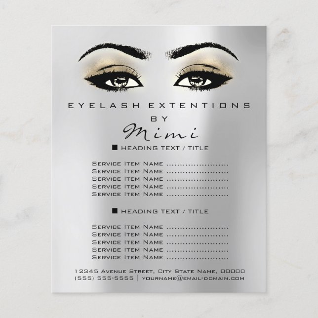Makeup Artist Beauty Salon Lashes Flyer Silver Lux (Front)