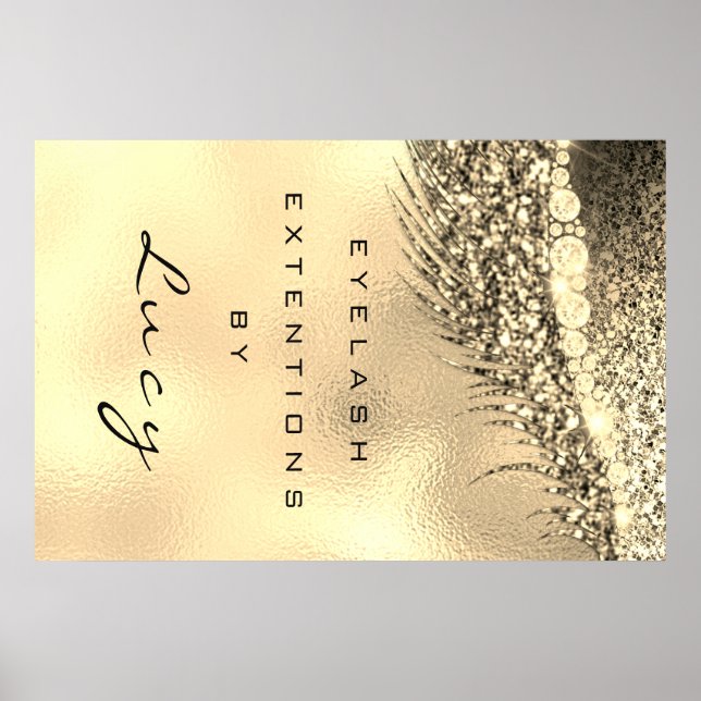 Makeup Artist Beauty Salon Lashes Gold Glam Poster (Front)