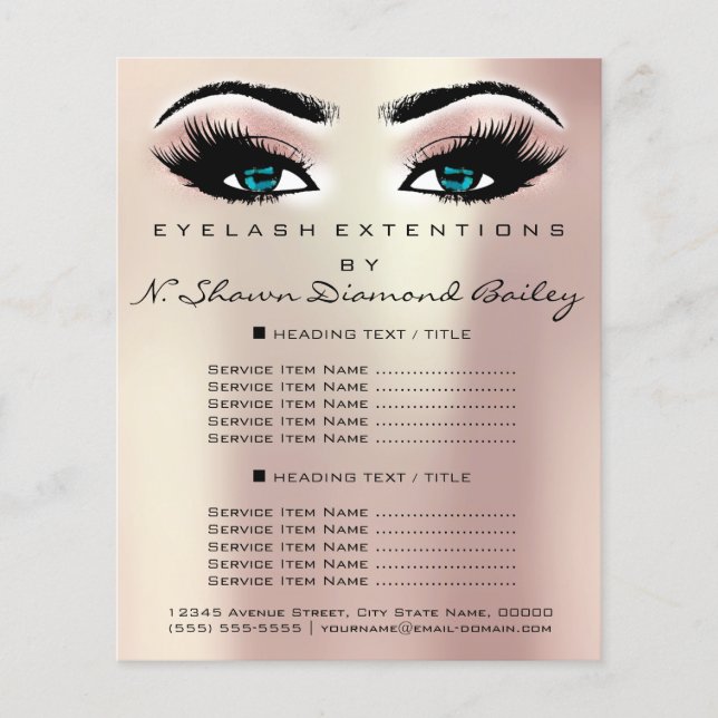 Makeup Artist Beauty Salon Lashes Rose Blue Eyes Flyer (Front)