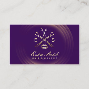 Makeup Artist Beauty Salon Modern Gold & Purple Business Card