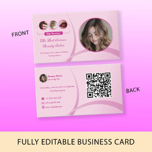 Makeup Artist Beauty Salon Pink Photo QR Code Logo Business Card