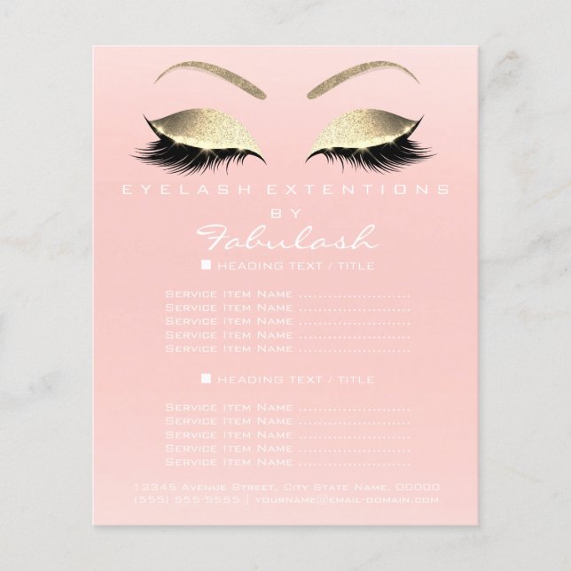 Makeup Artist Beauty Salon Price List Flyer Pink (Front)