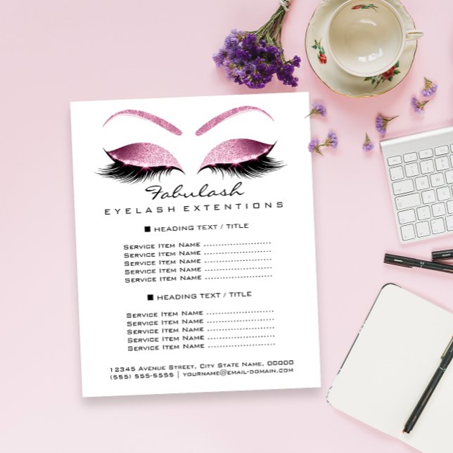 Makeup Artist Beauty Salon Price List Flyer Pink (Makeup Artist Beauty Salon Price List Flyer Pink)