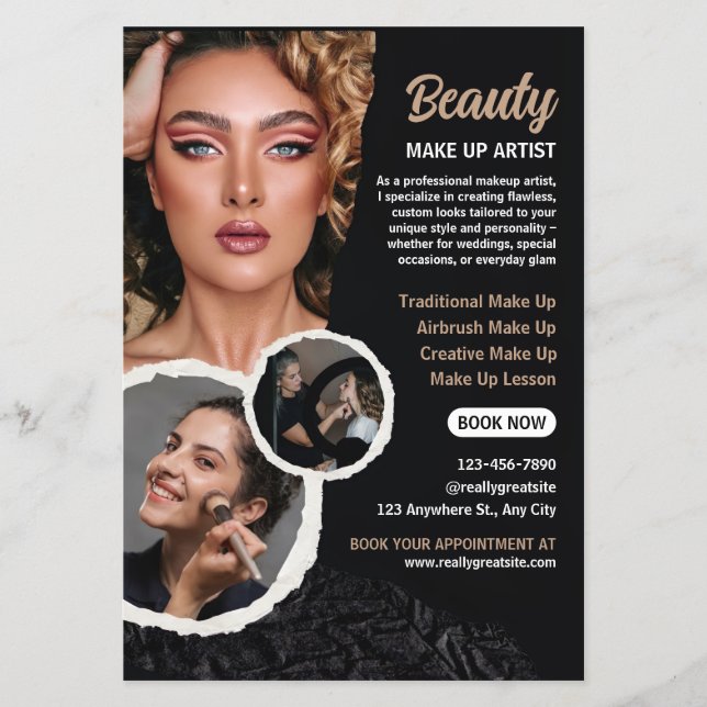 Makeup Artist Beauty Salon Professional Business Flyer (Front)