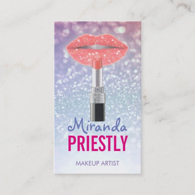 Makeup Artist Beauty Salon Red Lips & Lipstick Appointment Card (Front)