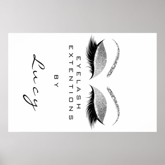 Makeup Artist Beauty White Eyebrow Silver Glitter Poster (Front)