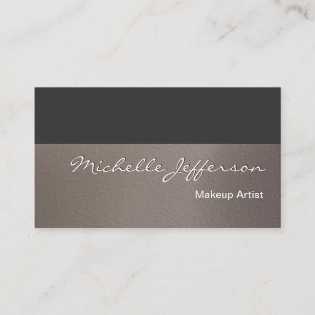 Makeup Artist Beige Grey Background Business Card (Front)
