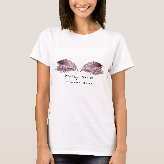 Makeup Artist Beuty Lashes Stylist Burgund Glitter T-Shirt (Front)