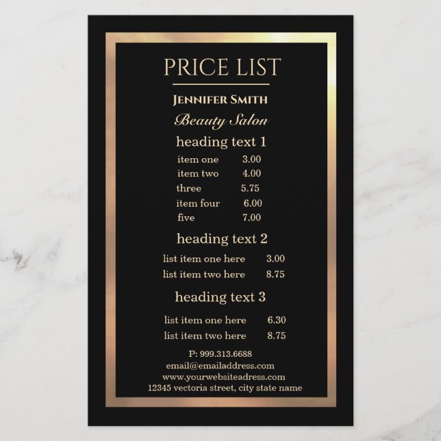 Makeup Artist Black Gold Frame flyer (Front)