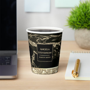 Makeup Artist Black Gold Marble Paper Cup